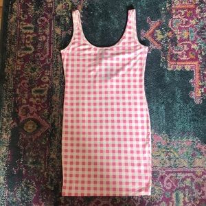 Forever21 pink and white gingham bodycon dress!